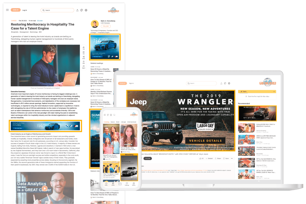 Variety of ad types